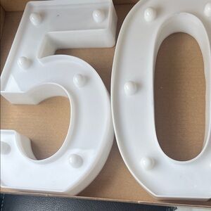 White Light Up Marquee Number Lights - Decorative Party Numbers 5 & 0